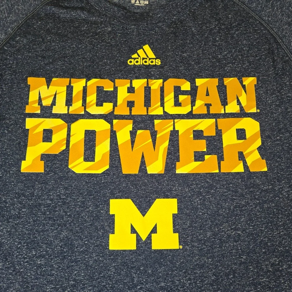 Adidas Michigan Power Long Sleeve ClimaLite Athletic Shirt 2XL Basketball Champs